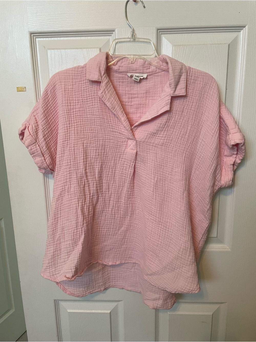 Beach lunch lounge cotton Relaxed Pink Gauze top size large.